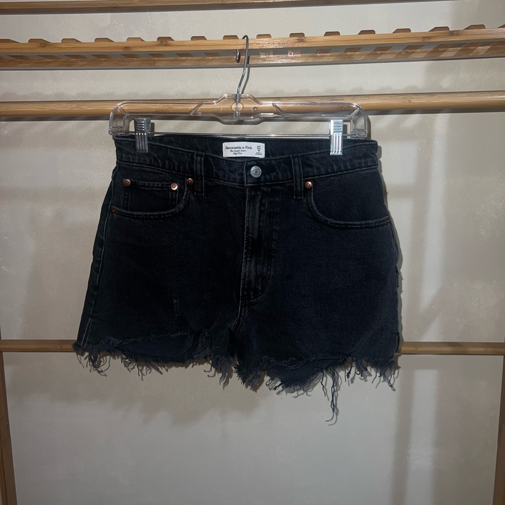 Abercrombie & Fitch Black High Rise Cutoff Short